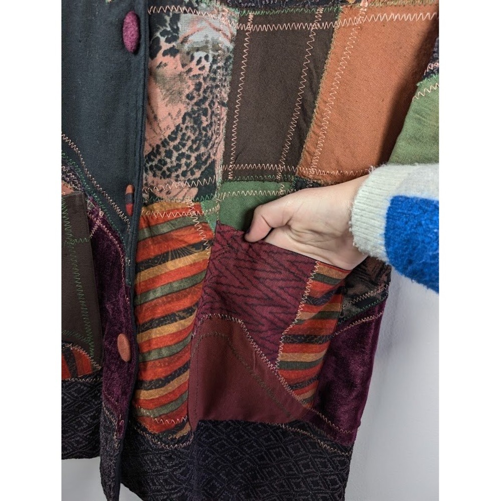 Parsley Sage Long Jacket Women's Large Boho‎ Crazy Patchwork Artsy Embroidered - Picture 8 of 11
